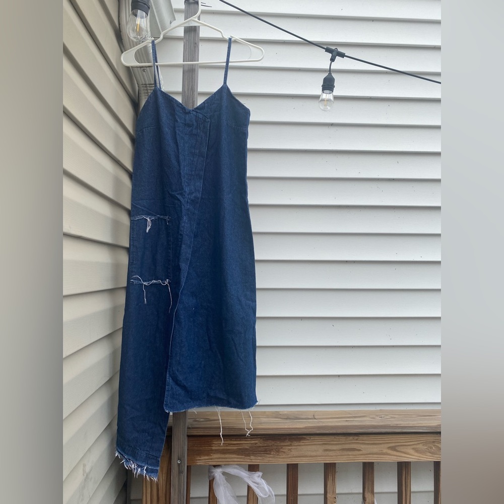 Veda Denim Dress with raw hem and pocket